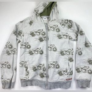Hudson Jeans/Coats/Jacket Boys 5 Gray Green Hooded Zip Up Motorcycles Hoodie.